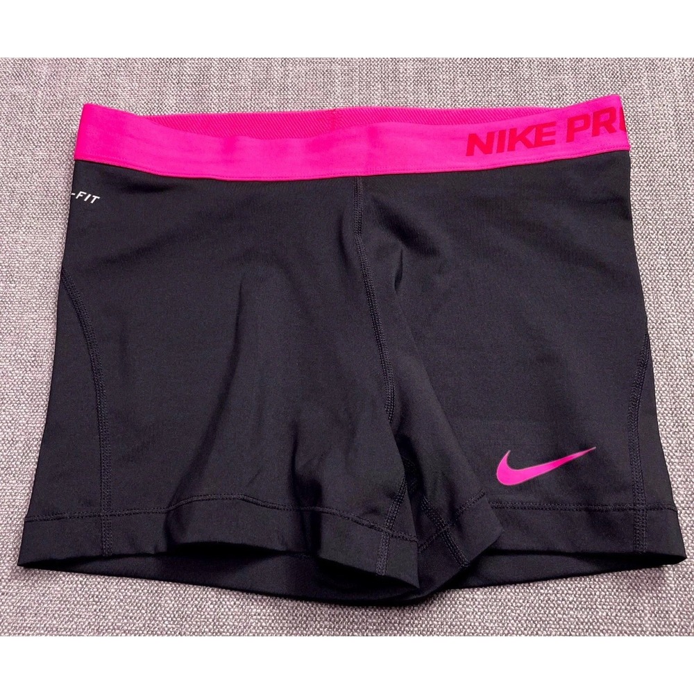 Nike Pro Compression Running Shorts Womens Large Black Pink Dri Fit Yoga Gym